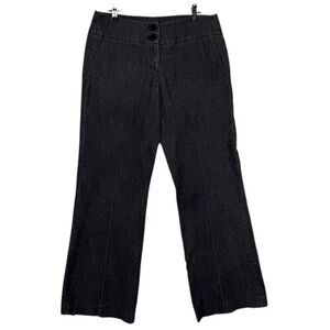 SANDRO Petite Flare Faded‎ Chambray Denim Trousers Charcoal Gray Pockets Size 6P
